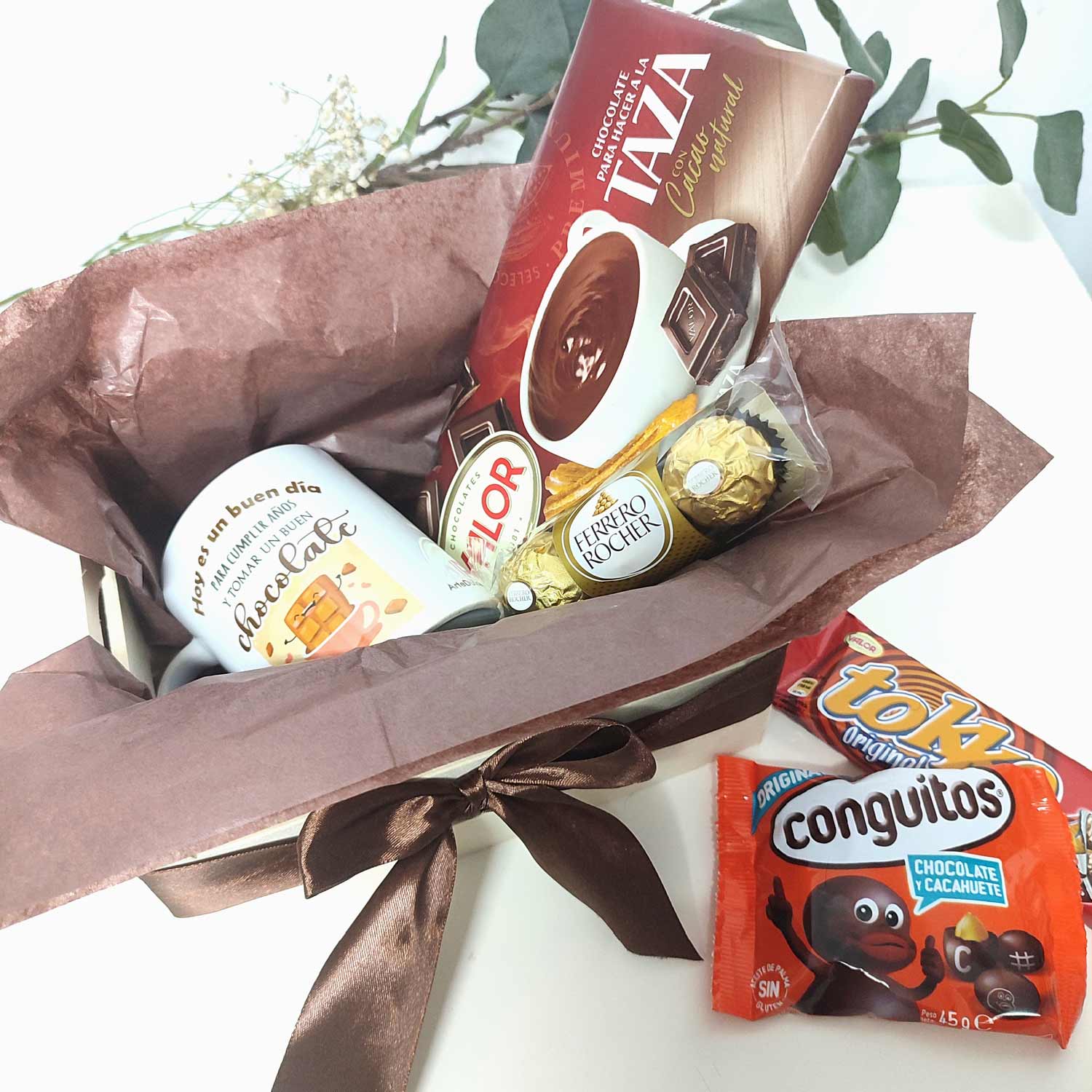 Choco-Taza con taza, chocolate caliente y dulces - Regalo dulce de Arte Dulce