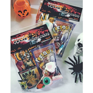 Bolsa de Halloween con chuches terroríficas Cheetos Pandilla, Fresquito, ojo relleno, Creepy Jelly y golosinas