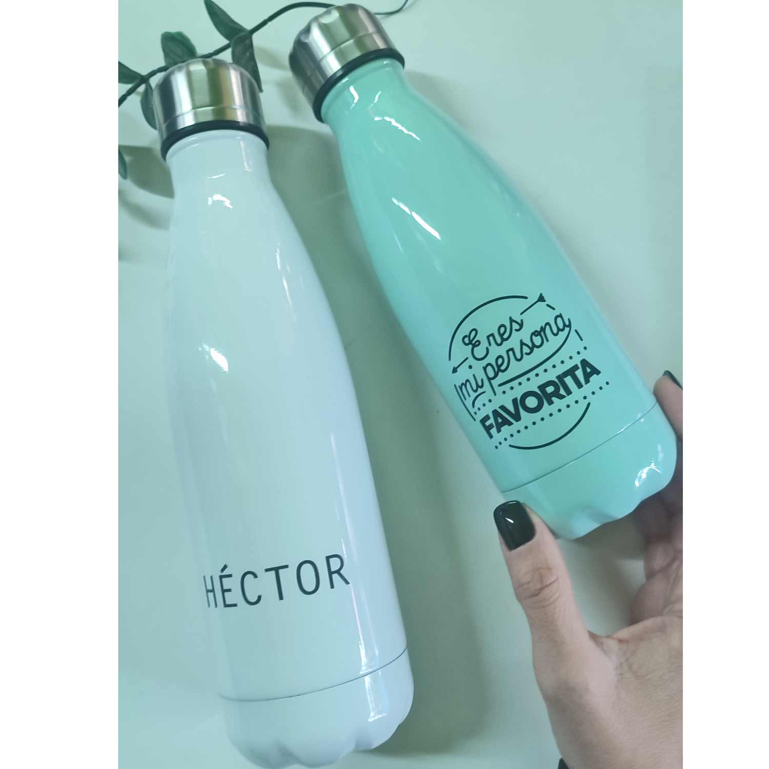 Botella personalizada “Eres mi persona favorita” color menta