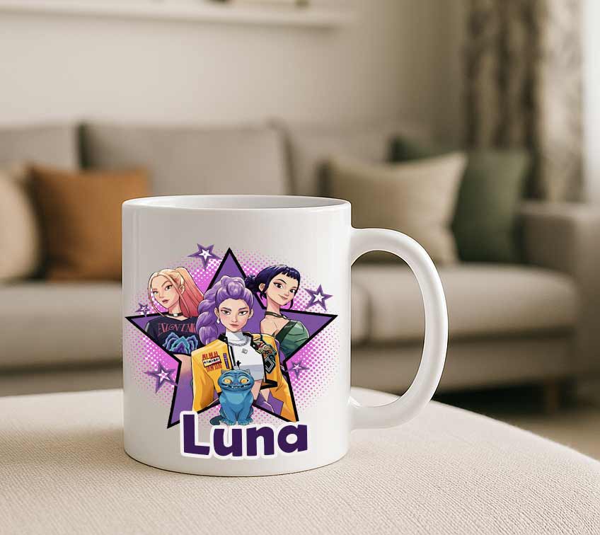 Taza guerreras personalizada con nombre estilo K-pop