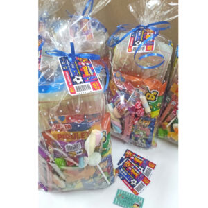 Bolsa de chuches personalizada con etiqueta de equipo de fútbol para Comunión y cumpleaños.