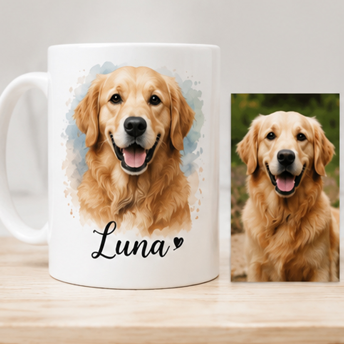 Taza personalizada con foto de perro Golden Retriever